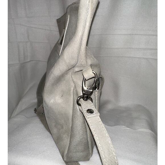 Valentina Gray Leather Large Crossbody Handbag Minimalist Casual Statement Basic - Picture 5 of 10